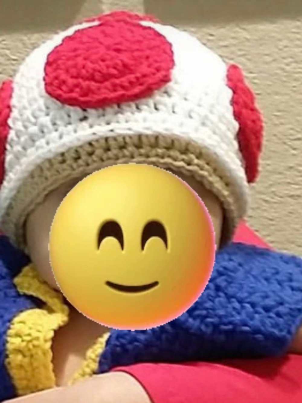 Mario Bros Toad Crochet Baby Beanie ⭐️ Like New